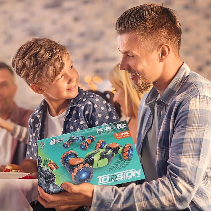 Gesture Sensing RC Stunt Car - Remote & Hand-Controlled Drift Toy for Kids Ages 5-7 6-8 9 10 11 12 Year Old, 4WD, Double-Sided Driving with Lights & Music