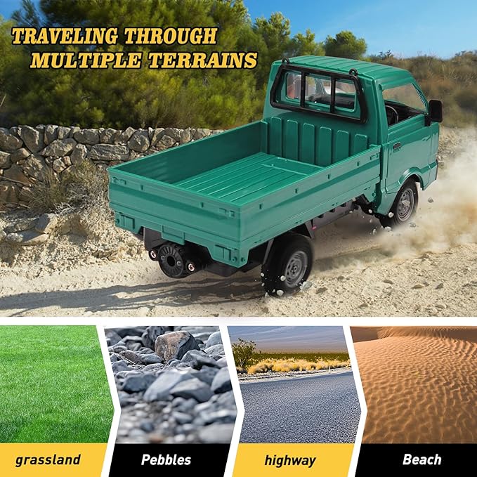 RC Car 1/16 RC Drift Car RTR Remote Control Racing Pickup Truck 2WD Truck Drift Crawler Off Road 2.4G with Spray Music and Light Vehicle Hobby Grade Toy Model for Kids and Adult (Green-1)