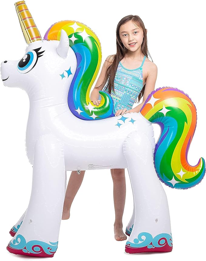 JOYIN 48'' Inflatable Yard Sprinkler with Unicorn Design- Unicorn Sprinkler Yard Water Toys, Outdoor Lawn Sprinkler Toy for Kids and Adults Water Play Games Backyard Pool Party Decorations