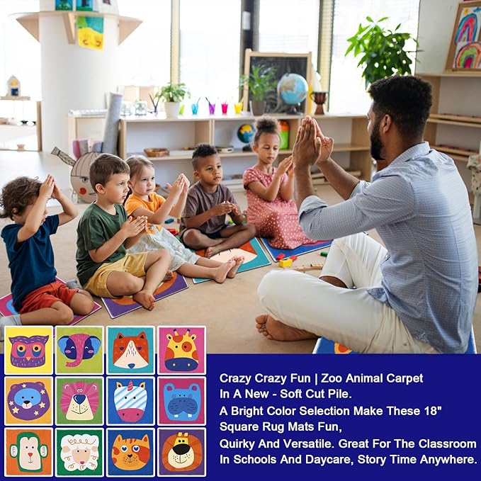 HiiARug 12pcs Carpet Squares for Classroom 18x18 Carpet Spots for Classroom Sitting Floor Seats for Kids Sit Spots for Classroom Kindergarten Playroom Decor Preschool Floor Dots for Classroom