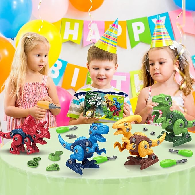 Dinosaur Toys for 3, 4, 5, 6, 7 Year Old Boys, Take Apart Toys with Electric Drill for Kids, STEM Educational Construction Building Toy, Ideal Birthday Christmas Easter Gifts, Incl Tyrannosaurus Rex