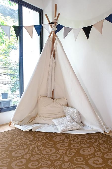 Flagship Carpets Swirl Tone on Tone Carpet for Children's Classroom and Bedroom Area Rug, Playroom or Teaching Area for Playtime and Reading, 6' x 8'4", Chocolate