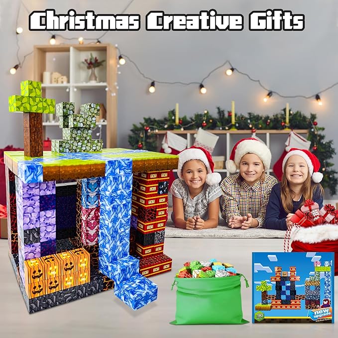 90pcs Magnet Building Blocks Montessori Stacking Toys for Toddlers ，Magnetic Tiles Building STEM Toys for Boys & Girl Kids Toddler Gift for 3+ Years Old