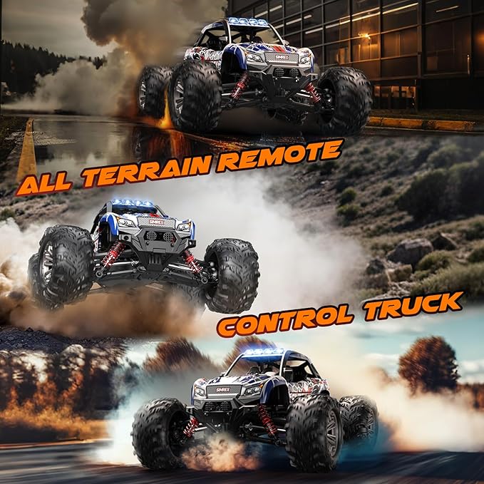 1/16 Scale Hobby RC Car, 36 KPH High-Speed 4WD RC Truck, 2.4 GHz Remote Control Car, All-Terrain Electric Vehicle, 4X4 Remote Contral Moster Truck for Kids and Adults
