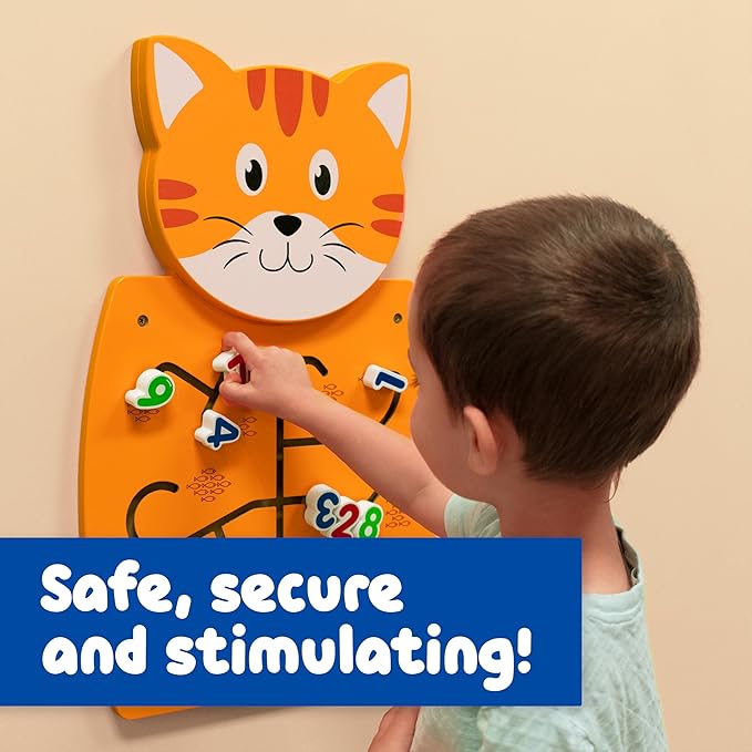 LEARNING ADVANTAGE Cat Activity Wall Panel - 18m+ - Toddler Activity Center - Wall-Mounted Toy - Busy Board Decor for Bedrooms, Daycares and Play Areas