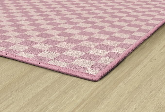 Flagship Carpets Schoolgirl Style Blush Checkerboard Educational Area Rug for Kids Room Seating Décor, Children's Classroom, Play Carpet for Teaching and Playroom, 5' x 7'6", Blush Pink
