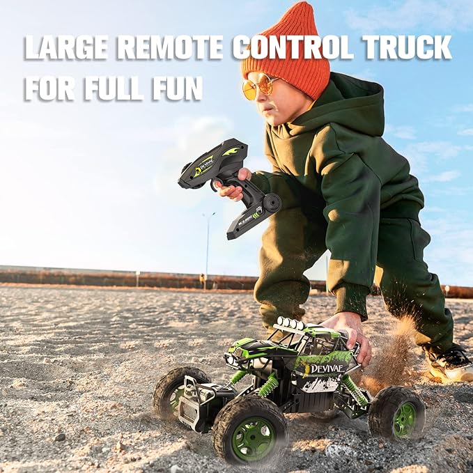CROBOLL 1:12 Large RC Cars for Boys with Upgraded Lifting Function, 2.4GHz 4WD Remote Control Car Toy Gifts 20km/h Monster Truck for Kids, All Terrain RC Truck for 60Min Play(Green)
