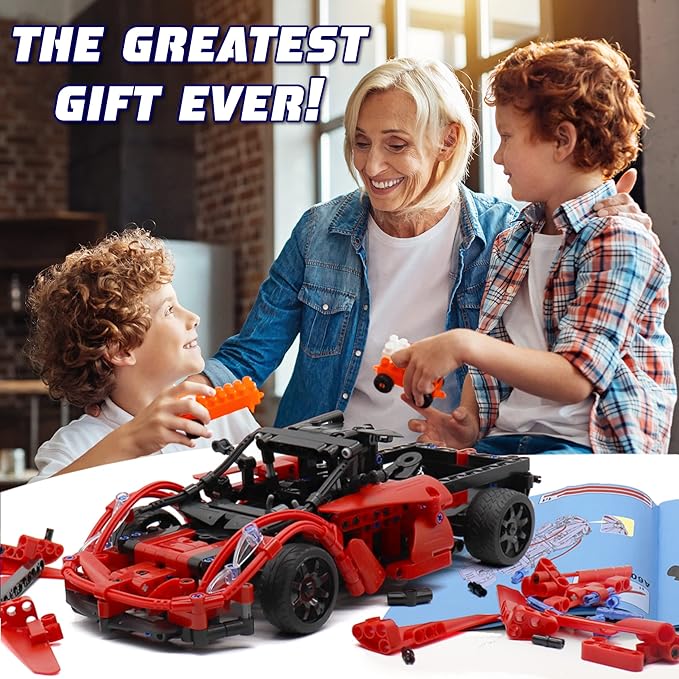 WISEPLAY Stem Projects for Kids Ages 8-12 Year - 380PCS RC Car Kits to Build - STEM Building Toys for Boys Age 8-12 - Model Car Kits to Build for Kids 9-12 - Great Building RC Gift for Your