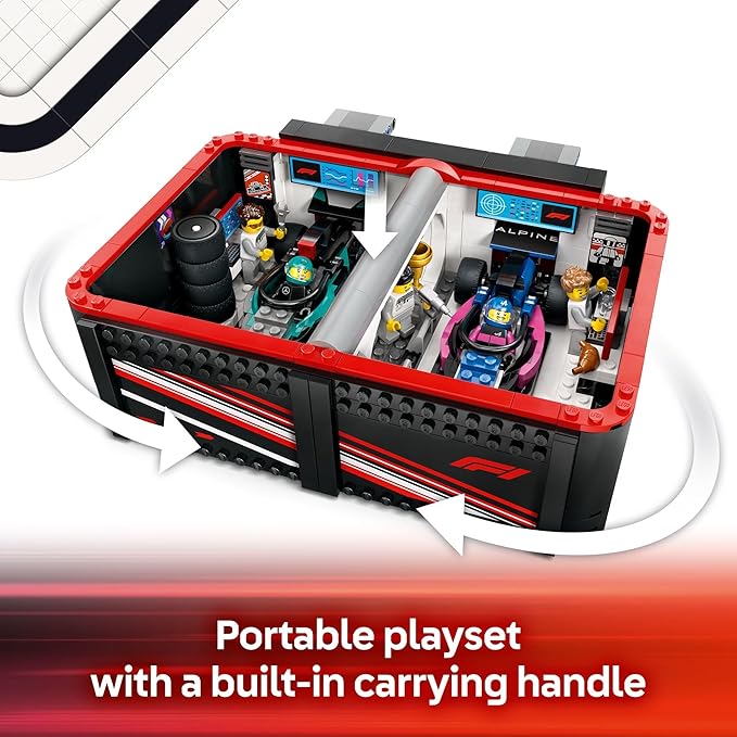 LEGO City F1 Garage & Mercedes-AMG & Alpine Cars Toy - Model Race Car Building Toy and Portable Playset for Kids, Boys and Girls, Ages 7+ - F1 Collectible for Fans - Gift Idea for Birthdays - 60444