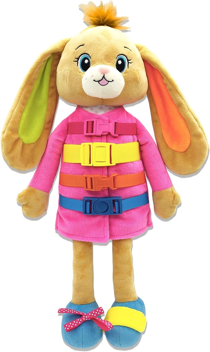 June Garden 16" Dressy Friends Bunnie - Educational Stuffed Plush Doll for Kids and Toddlers 2 Years and Up - Montessori Soft Toy Doll