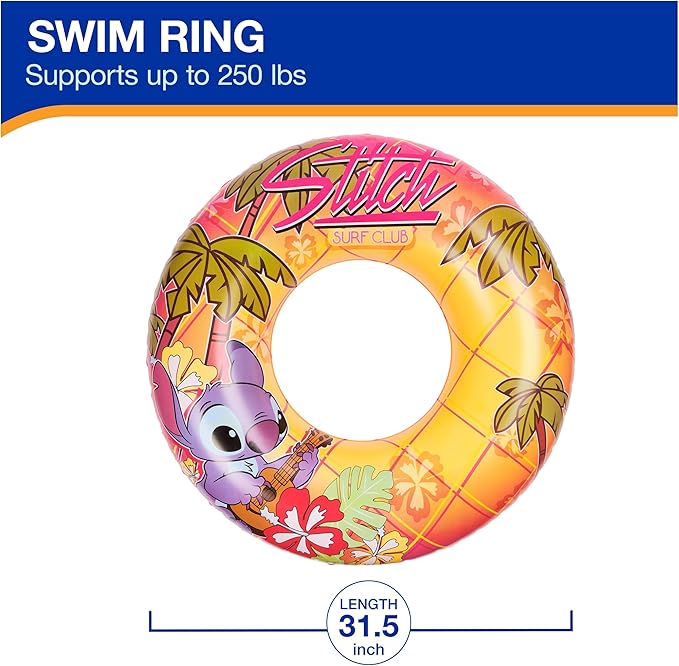 Swimways Stitch Swim Tube Pool Float, Inflatable Pool Floats & Kids Pool Toys, Swimming Pool Accessories & Beach Essentials for Teens Aged 14 & Up