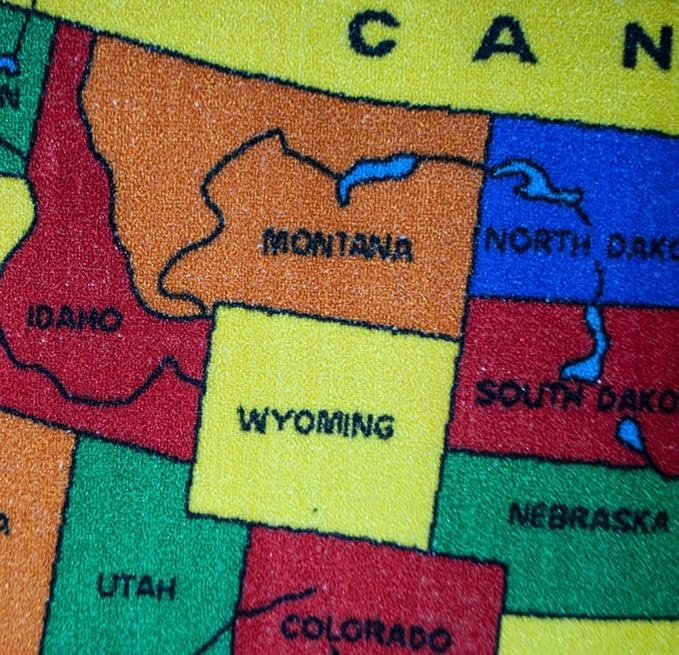 Kids Rug USA Map Area Rug 5x7 (Approx : 4'11" X 6' 10") Non Slip Gel Backing