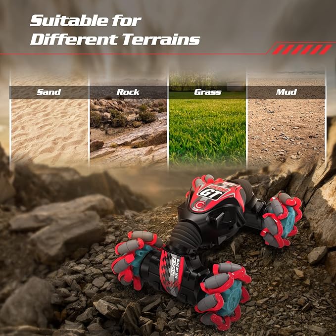 RC Stunt Car for Kids With Remote Control and Music - Double Sided 360 Degree Spins and Flips, Gesture Sensing - for 8-15 Years Boys and Girls, Birthday Gift