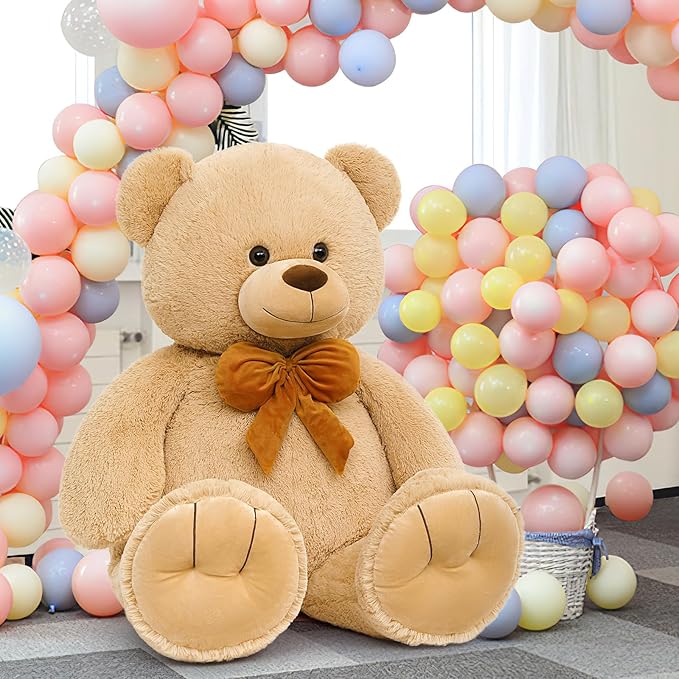 MorisMos Giant Teddy Bear 4 ft Stuffed Animal for Girlfriend,Cuddly Stuffed Big Bear Plush Toy for Christmas Baby Shower for Valentines,Wife,Children