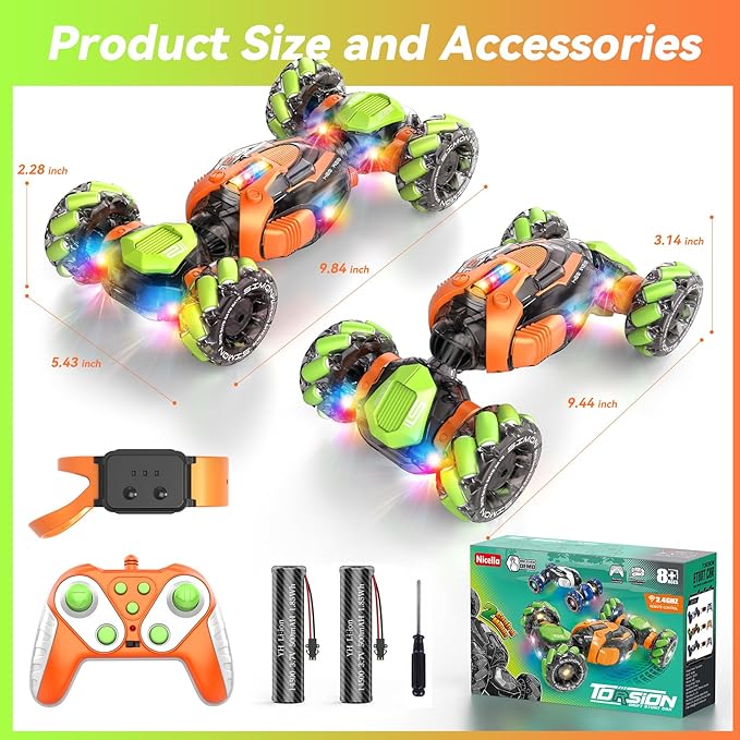 Gesture Sensing RC Stunt Car, 360° Rotating 4WD Remote Control Transform Hand Controlled Car - Fun Birthday Gifts for Kids Boys and Girls (Ages 5-13)
