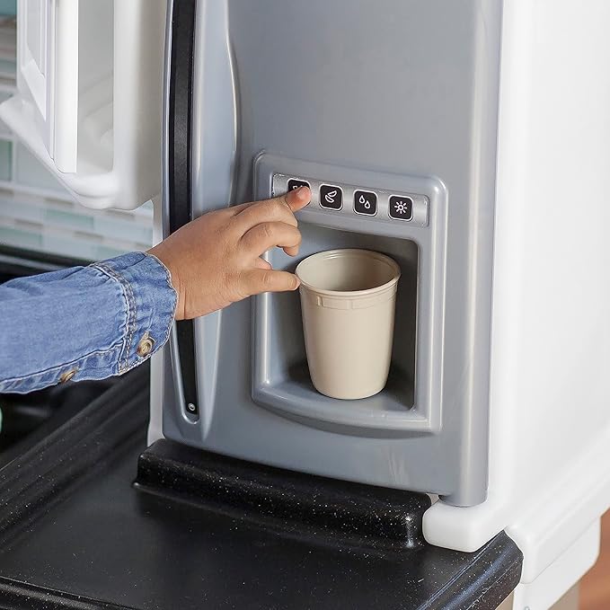 Step2 Lifestyle Dream Kids Kitchen Playset, Indoor/Outdoor Kitchenette, Interactive Play with Lights and Sounds, Made of Durable Plastic, 37 Piece Toy Accessories, Toddlers 2+ Years Old, Gray