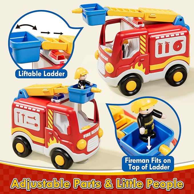 Lehoo Castle Remote Control Car for Toddlers, Fire Trucks for Toddlers 3-5, Remote Control Police Car Toy with Sounds & Lights, Toys for 3+ Year Old Boys, Gifts for 3 4 5 Year Old Boys Girls