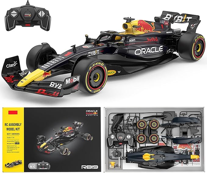 Licensed Red Bull F1 RB19 RC Car Building Kit 1/16 Scale Supercar Assembly Set with Remote Controller, Licensed Model, 55 Pieces, STEM Kits for Kids and Adults, Ages 8+ (RedBull RB19)
