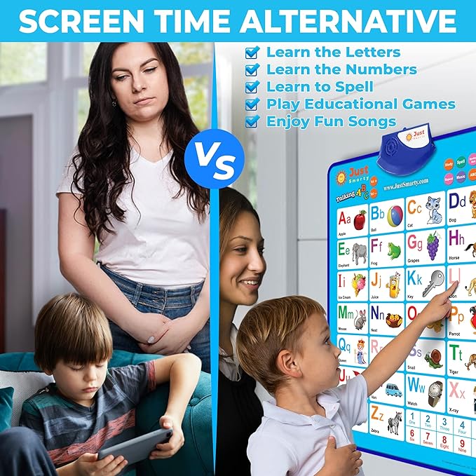Just Smarty Alphabet Wall Chart for Toddlers 1-3 | ABCs & 123s Kids Learning Toy | Educational Gift for Infant Ages 1 2 3 4 5 | Speech Therapy for Kids 1-3 | Autism Toys for Toddlers 3-4