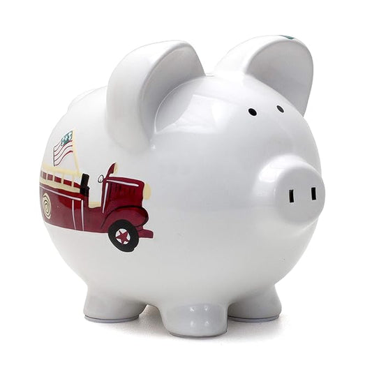 Child to Cherish Ceramic Piggy Bank for Boys, Fire Truck