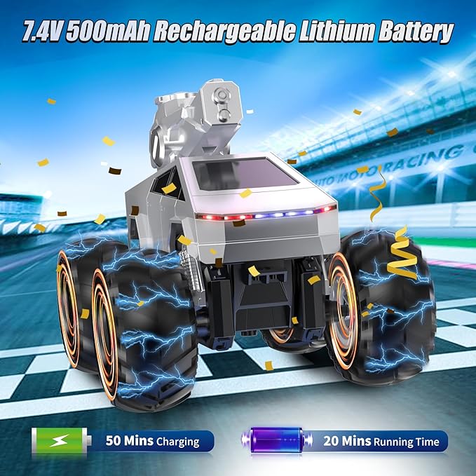 1:16 Remote Control Car, 2.4GHz Shoot Water RC Cars, 4WD Amphibious RC Truck, All Terrain Off-Road Remote Control Monster Truck, Pick-up RC Car Toy for Boys Girls Ages 6+