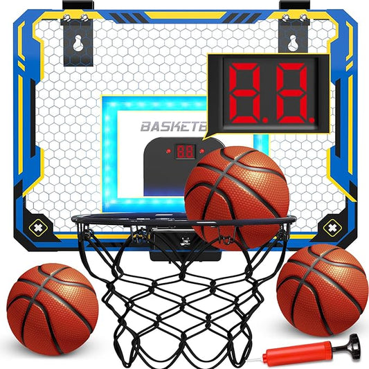 GMAOPHY Mini Basketball Hoop with Electronic Scoreboard Over The Door, Basketball Hoop Indoor for 5 6 7 8 9 10+ Year Old Boys Kids, Birthday Gift Sport Toys