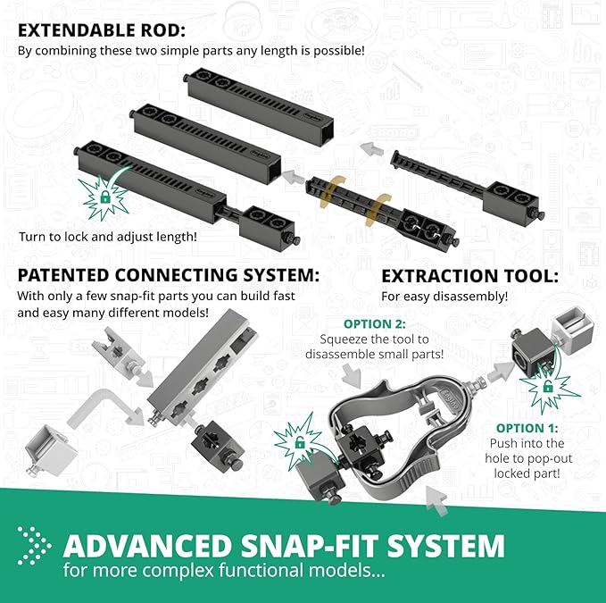 Engino Stem Toys, Construction Toys for Kids 9+, Mechanics: Levers, Linkages & Structures, Gifts for Boys & Girls (16 Model Options)