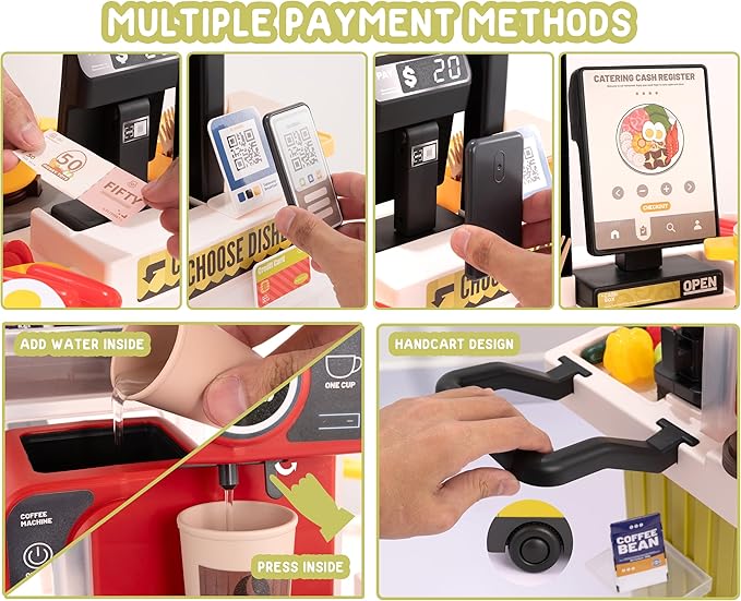 Kids Interactive Kitchen Play Set with 88Pcs Toys, Realistic Sound Effects & Simulated Functionality - Suitable for Toddlers (Yellow)