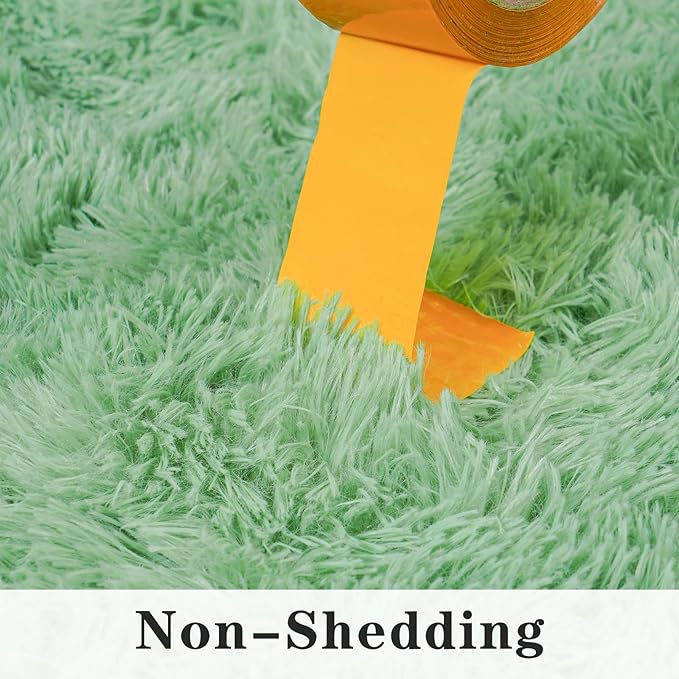 Super Fluffy 6x9 Rug for Bedroom, Modern Shag Sage Green Area Rugs, Soft and Cozy Plush Large Carpet for Kids, Girls Boys and Teens Decorations for Living Room Dorm Nursery Classroom