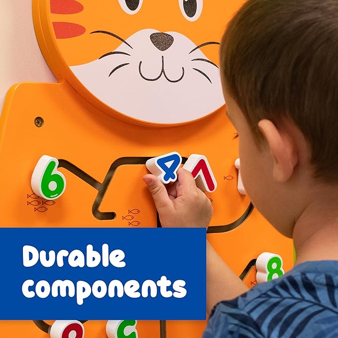 LEARNING ADVANTAGE Cat Activity Wall Panel - 18m+ - Toddler Activity Center - Wall-Mounted Toy - Busy Board Decor for Bedrooms, Daycares and Play Areas