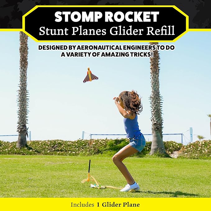 Stomp Rocket Stunt Airplane Refill - Glider Plane Launcher for Kids - Soars Over 100 Feet - Fun Outdoor Toy & Gift for Boys or Girls