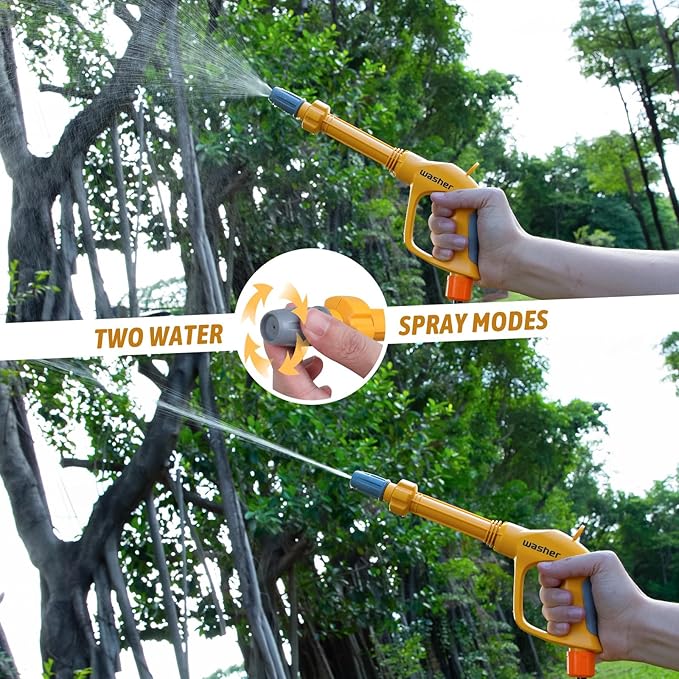 Kids Clean Car - Kids Car Washer Toys with Scraper Sponge Towel - Toddler Pretend Playing Tools Car Wash Gun Manual Pressure - Role Playing Toy Gift for Boys Girls