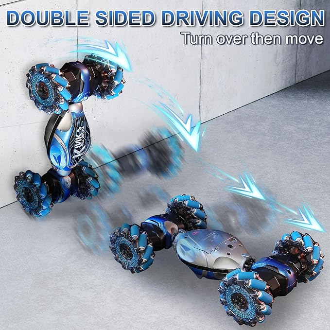 Remote Control Stunt Car, Gifts Toys for Boys 4-12 Year Old, Gesture Sensing RC Cars 2.4GHz 4WD Drift Hand Controlled Twist Cars, Off-Road 360° Rotating Transform Cars with Lights & Music