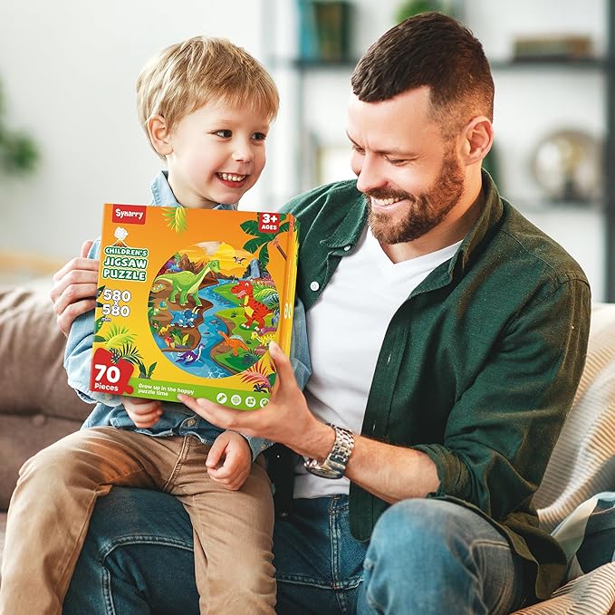 SYNARRY Floor Puzzles for Kids Ages 4-6, Large 70 Piece Dinosaur Puzzles for Toddlers Ages 2-4, Dinosaur Puzzles for Kids 4-8, Preschool Toys Gifts for 3 4 5 6 7 8 Years Old Toddlers Boys Girls Child