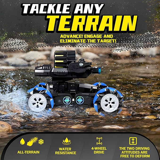 RC Tank That Shoots Gesture Sensing RC Tank, 2.4GHz Battle Soft Bullets Hand Control Car Drift Remote Control Trucks for Boys & Girls 8-12, Remote Control Tank with Light Music