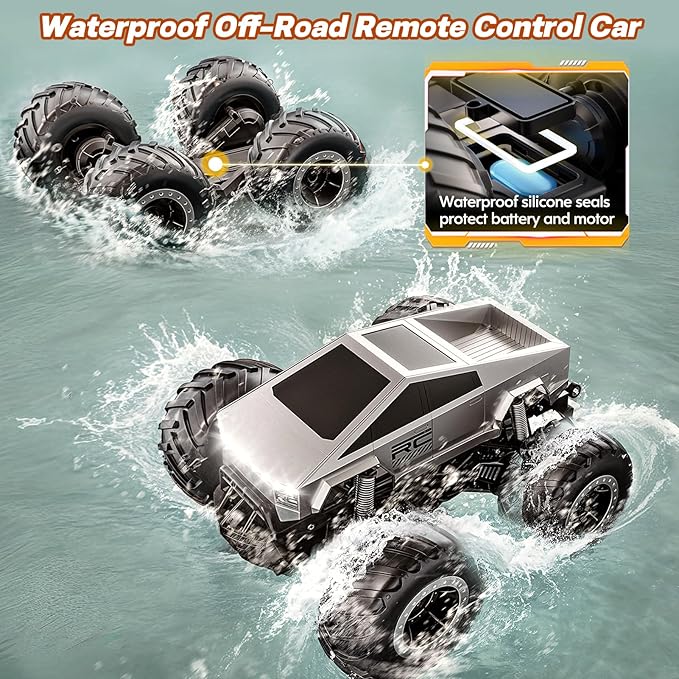 Remote Control Car Off-Road Pick-up Truck, 4WD Waterproof RC Trucks Toy RC Cars for All Terrain, 1:16 Scale Hobby Monster Truck Toys 2.4GHz Vehicles Kids Gifts for Boys/Girls Age 6 7 8 9 10-12+