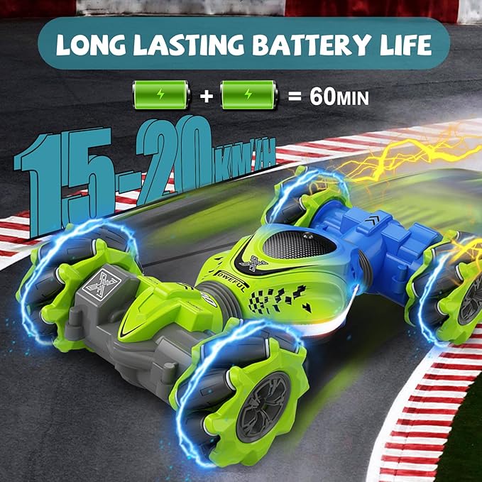 Gesture Sensing RC Stunt Car with Lights Music, 4WD High Speed Gesture RC Car, 2.4Ghz Remote Control Watch Sensor 360° Rotating Drift, Ages 6-13 Kids Boys Girls Birthday Gift