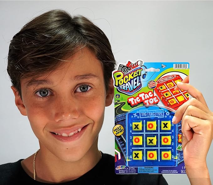 JA-RU Portable Tic Tac Toe (2 Pack) Classic Mini Board Games for Kids. Pocket Size Travel. Bulk Birthday Party Favor Stocking Stuffer. 3256-2s