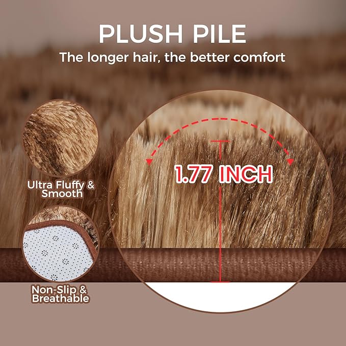 Ultra Soft Rug for Living Room, 6X9 Fluffy Shag Area Rug for Bedroom, Modern Shaggy Carpet Fuzzy Rug for Teens Dorm Nursery Home Decor Aesthetic, Upgrade Anti-Skid Durable, Tie-Dyed Coffee