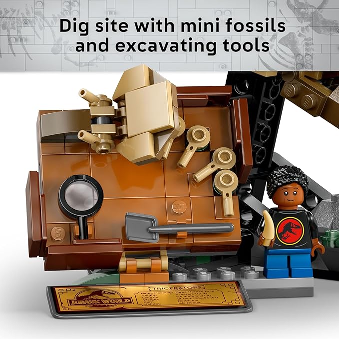 LEGO Jurassic World Dinosaur Fossils Triceratops Skull Toy - Dinosaur Toy Fossil Building Set for Kids, Boys and Girls, Ages 9+ - Model Display Kit - Gift Idea for Birthdays - 76969