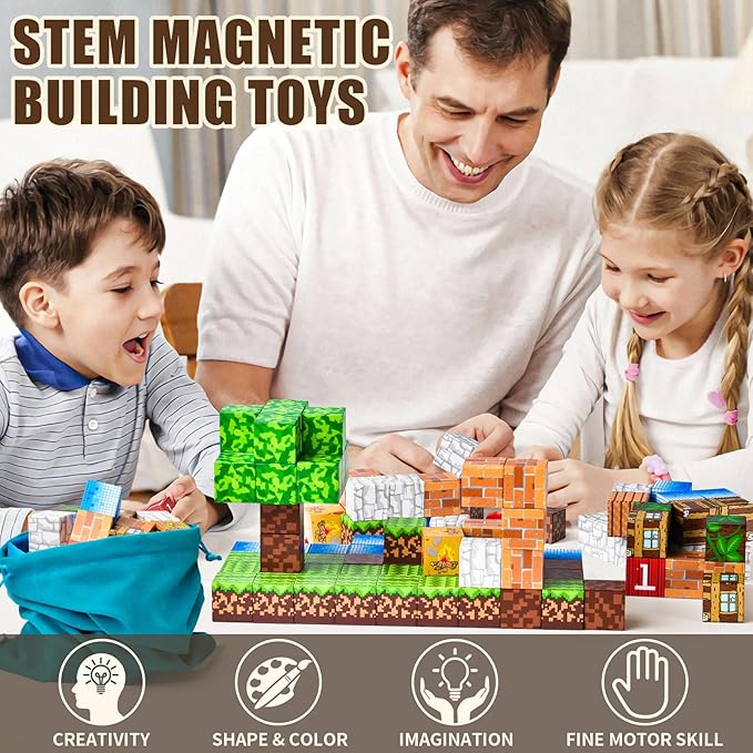 100PCS Magnetic Blocks - Building Toys for Boys Girls 3+,Toddler Building Magnet Toy STEM Sensory Game,Christmas Birthday Gifts for Kids Ages 4 5 6 7 8 9
