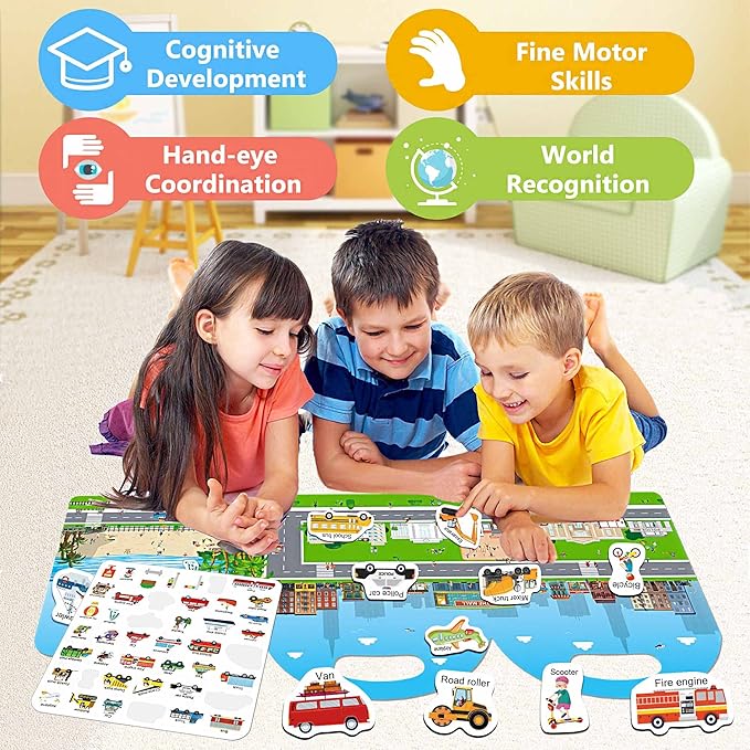 6 Set Reusable Sticker Books for Toddlers 2-4 Years, Sticker Book for Kids, Toddler Airplane Travel Essentials for Kids