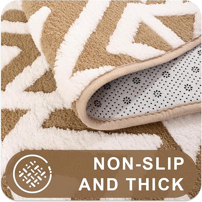 Ompaa Ultra Soft Shaggy Rugs Memory Foam Bedroom Carpet, Beige 3 x 5 Feet, Plush Geometric Textured Area Rugs for Living Room Couch Dorm Bedside Kids Girls Teens Room Nursery Decor Floor Mat