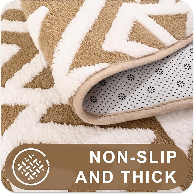 Ompaa Ultra Soft Shaggy Rugs Memory Foam Bedroom Carpet, Beige 5 x 8 Feet, Plush Geometric Textured Area Rugs for Living Room Couch Dorm Bedside Kids Girls Teens Room Nursery Decor Floor Mat