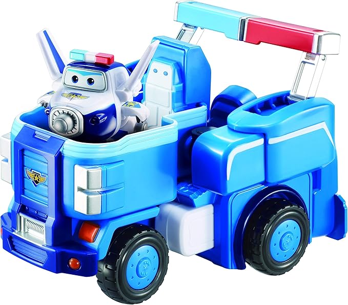 Super Wings 7" Paul's Police Cruiser with 2" Transform-a-Bot Paul Mini Figure, Transforming Airplane Toys Vehicle Set, Fun Preschool Toy Plane for 3 4 5 Year Old Boys and Girls, Birthday Gift