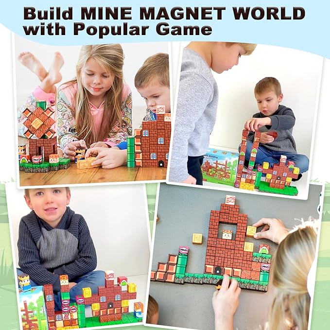 Magnetic Blocks Building Toys - Build Mine Magnet World Set Toddler Kids Sensory Toys for Boys & Girls Ages 3-5 5-7 8-12, 1'' Magnetic Cubes Game