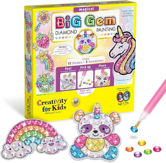 Creativity for Kids Big Gem Diamond Painting Kits: Magical Stickers and Suncatcher DIY Kit - Diamond Art for Kids, Unicorn Gifts for Girls Ages 6-8+