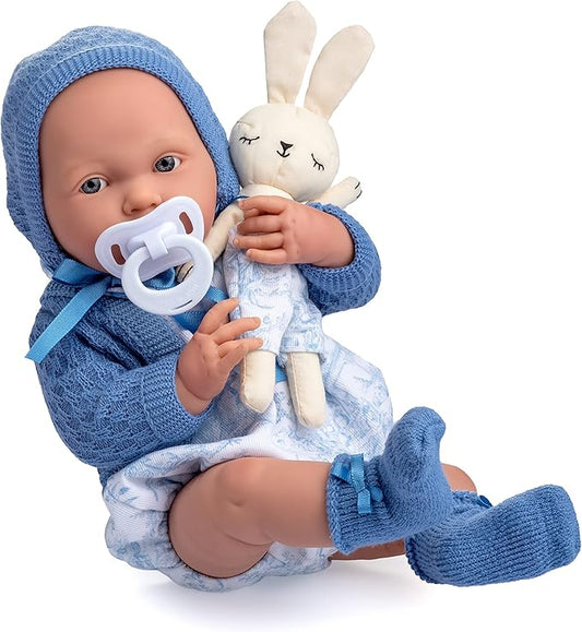 JC Toys - La Newborn Royal Collection | Anatomically Correct Real Boy Baby Doll | 15" All-Vinyl Baby Doll | Designed by Berenguer Made in Spain | Ages 2+ | Blue Gift Set
