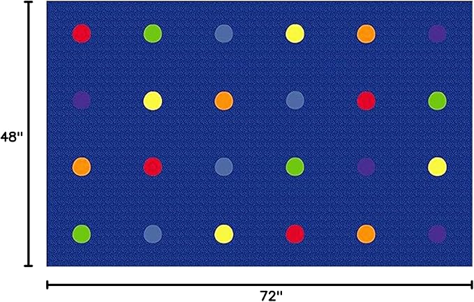 KidCarpet On The Spot Seating Classroom Rug, 4' x 6' Rectangle, Multi on Blue