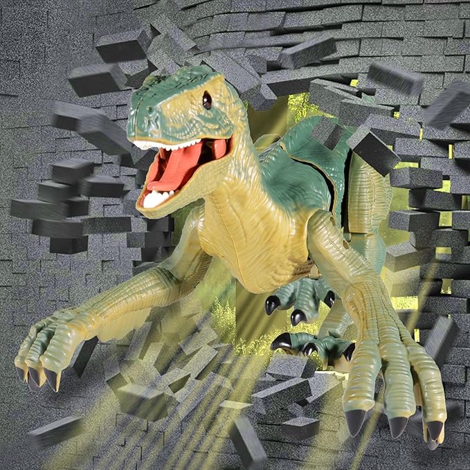VERTOY Remote Control Dinosaur Toys for Kids - Build a Big Walking Velociraptor Dino with Light and Sound, Birthday Gift Ideas for Boys and Girls 3-5 5-7 8-12 Year Old